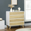 4-Drawer White and Natural Storage Chest, 80x40x79.5cm
