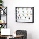 5-Tier Glass Door Wall Display Shelf - Adjustable Shelves, 60x80cm, Black/White