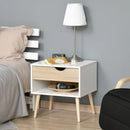 Modern White Bedside Table with Drawer and Shelf