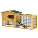 Yellow Wooden Rabbit Hutch with Outdoor Run
