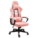 Pink Gaming Chair with Lumbar Support and Swivel Wheels
