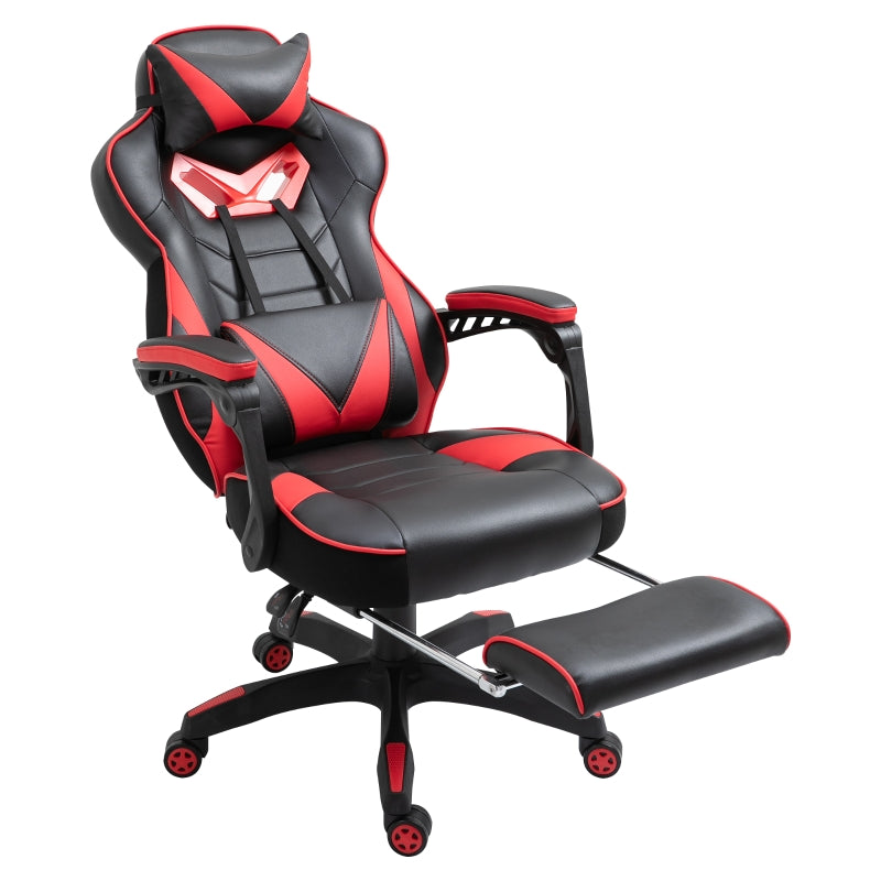 Red Gaming Chair with Lumbar Support, Footrest, and Headrest