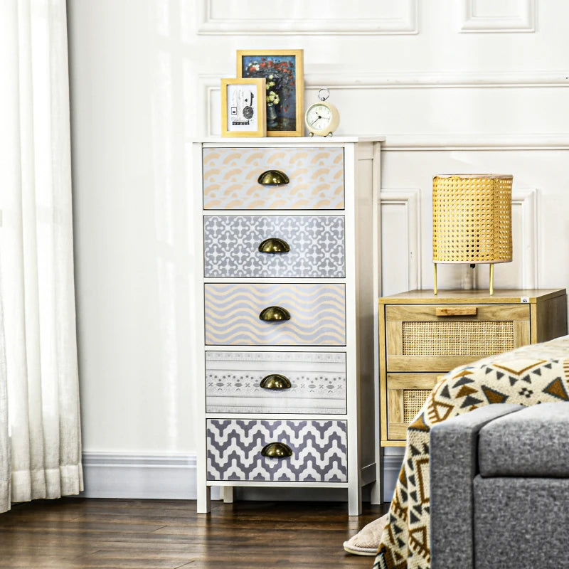 Purple 5-Drawer Slim Storage Cabinet Organizer
