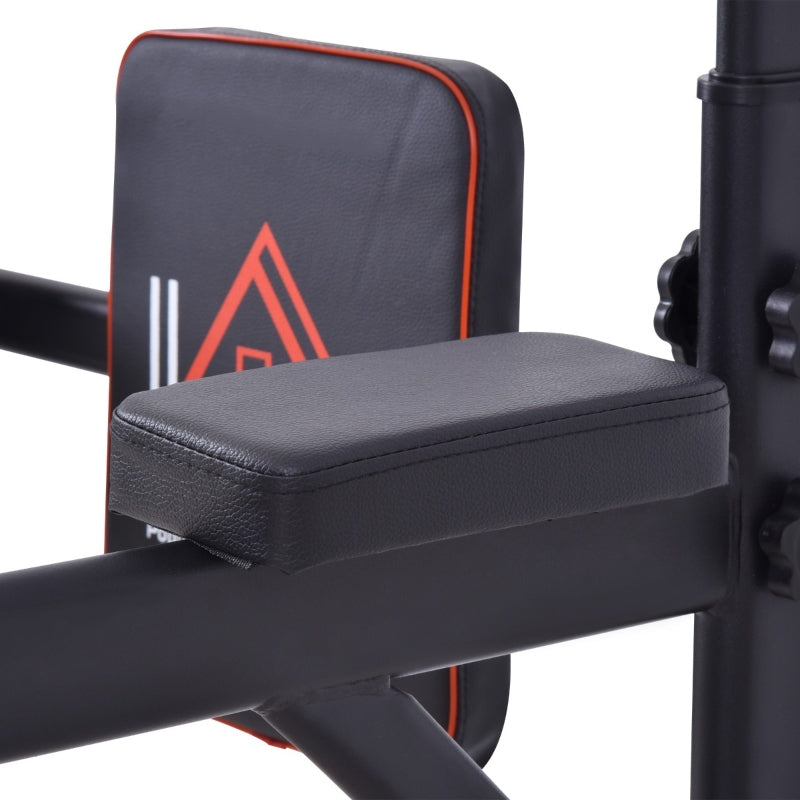 Black Power Tower with Dip Stand and Pull Up Bar - Home Gym Equipment