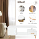 White Modern Coffee Table with Storage and Drawer