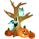 240cm Halloween Inflatable Tree Ghost with Pumpkins, Owl & LED Lights - Spooky Decor