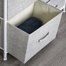 Grey 5-Drawer Linen Basket Storage Unit with Shelf - Metal Frame, Adjustable Feet