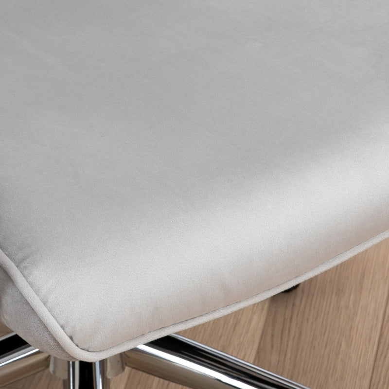 Light Grey Linen Swivel Computer Chair with Armrest
