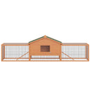 Wooden Two-Storey Rabbit Hutch with Run, Guinea Pig House, Pet Cage - Brown
