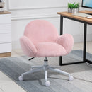 Blush Pink Fluffy Rolling Desk Chair for Home Office or Bedroom