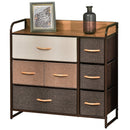 Grey Fabric 7-Drawer Dresser with Steel Frame