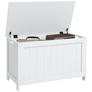 White Wooden Storage Trunk with Safety Hinges, Cut-out Handles - 76 x 40 x 48 cm