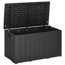 Black Outdoor Garden Storage Box with Wheels - Heavy Duty Water-resistant Container