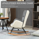 Grey and Cream Upholstered Rocking Chair for Nursery and Living Room