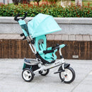 Green 6-in-1 Kids Trike with Push Handle & Canopy