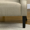 Beige Upholstered Accent Chair with High Back and Rolled Arms