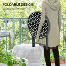 Round Outdoor Folding Patio Table with Imitation Marble Glass Top