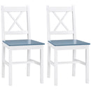 White Pine Wood Cross Back Dining Chairs Set of 2