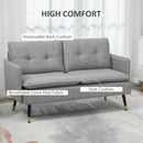 Grey Two Seater Button Tufted Sofa with Cushions