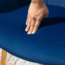 Modern Dark Blue Velvet Armchair with Ottoman Set