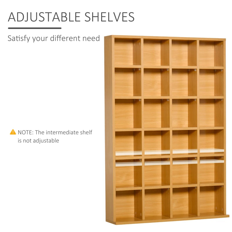 Beech Wood Media Storage Shelf with Adjustable Shelves, 89 x 130.5 cm