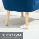 Dark Blue Velvet Accent Chair with Ottoman - Curved Back Tub Seat