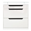 White Shoe Storage Cabinet with Slide Out Drawer and Glass Top