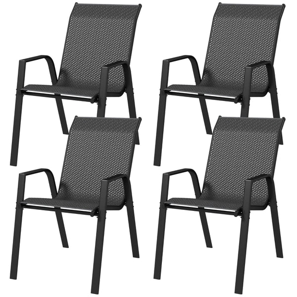 Grey 4-Piece Stacking Rattan Garden Seat Set