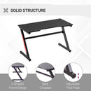 Black Z-Shaped Gaming Desk with Cable Management - 1.2m