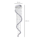 Chrome Finish Crystal Chandelier Pendant Light - Glass Droplets - 30x120cm