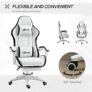 White & Black Racing Gaming Chair with Footrest and Swivel Seat
