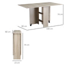 Natural Folding Drop Leaf Dining Table with Shelves and Casters