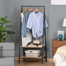 Black Metal Clothes Rack with 2 Tier Shelves, 64 x 42.5 x 149 cm