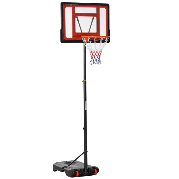 Adjustable Height Portable Basketball Hoop Stand with Sturdy Rim and Large Wheels - Black