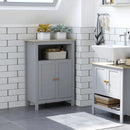 Grey Bathroom Floor Cabinet with Double Doors and Adjustable Shelf