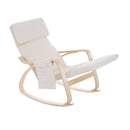 Adjustable Rocking Lounge Chair with Footrest and Pocket - Cream White
