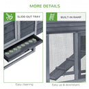 Grey Small Chicken Coop with Run and Nesting Box - 150.5 x 54 x 87cm