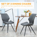 Grey PU Leather Dining Chairs with Metal Legs - Set of 2