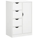 White Freestanding Bathroom Storage Cabinet with 4 Drawers and Door