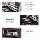Modern Lift-Up Coffee Table with Hidden Storage - Brown