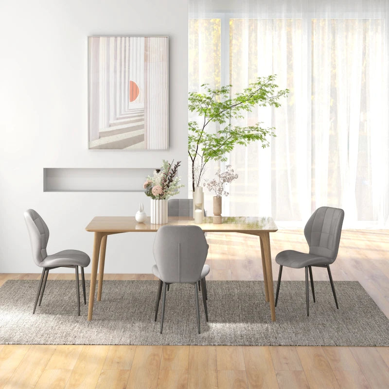 Set of 4 Light Blue Flannel Tub Dining Chairs