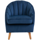 Blue Velvet Accent Chair with Solid Wood Legs