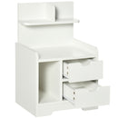 White 2-Drawer Bedside Cabinet with Storage Shelves