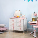 6-Drawer Pink Fabric Storage Cabinet with Metal Frame and Wooden Top