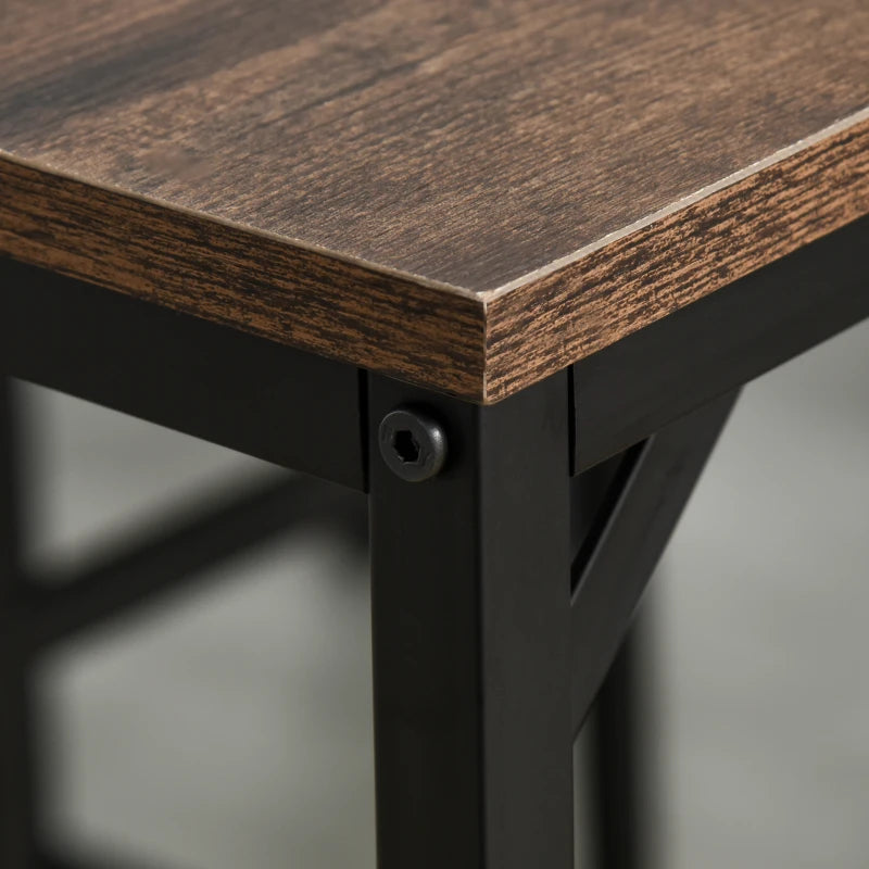 Industrial Black Bar Table Set with 4 Stools for Dining Room