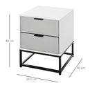 White 2-Drawer Bedside Table with Metal Base