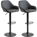 Black Swivel Bar Stools Set of 2 with Footrest and Backrest