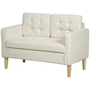 Compact Cream White Loveseat Sofa with Hidden Storage