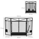 Black 3-Panel Folding Fire Screen with Tool Set and Doors, Freestanding Spark Guard for Fireplace, 122x77 cm