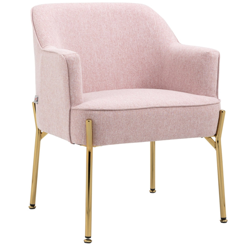 Modern Pink Fabric Accent Chair with Metal Legs